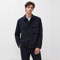 Veste pour homme coupe décontractée, boutonnée, avec col rabattable, poche poitrine à rabat et poches latérales, style utilitaire