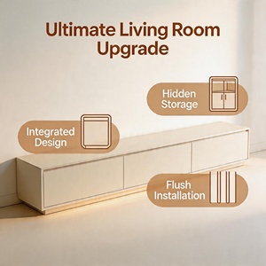 Meuble mural encastré pour téléviseur laser avec console multimédia flottante intégrée pour home cinéma - Product Image 5