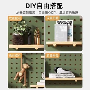 Solid Wood Pegboard Wall Shelf With Shelves For Entryway Storage Display Rack Custom Size Multi Layer Wooden Organizing Board - Product Image 4