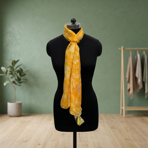 Élégant foulard long en soie 100% pour femme, motif floral, imprimé numérique jaune, accessoire de mode multifonctionnel pour l'été - Product Image 3