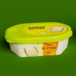 ถ้วยพลาสติกทรงรีสีขาวขนาด 8 ออนซ์ 250 มล. สำหรับใส่เนย มีทั้งแบบใส่เกลือและไม่ใส่เกลือ พร้อมฝาปิด ดีไซน์ IML - Product Image 1