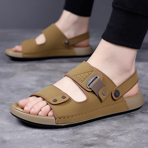 Pu Leather Slide <b>Sandals</b> For Men Massage Design Pvc Outsole <b>Comfortable</b> Summer Wear - Product Image 2
