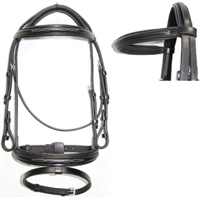 Brida Flash de cuero duradera personalizable, equipo de equitación ecuestre acolchado elevado con logotipo elegante para carreras de caballos - Product Image 1