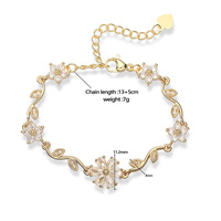 Bracelet pliable tendance en laiton incrusté de zircon, motif cerise et pétales de fleurs, plaqué or 18 carats, luxe léger, pour femme, idéal anniversaire