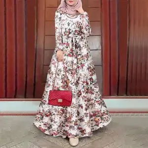 Hot Cộng Với Kích Thước Hoa Abaya Ăn Mặc Hồi Giáo Thời Trang Abaya Phụ Nữ Mmuslim Phụ Nữ Maxi Dài Hoa Ăn Mặc