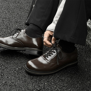 Scarpe <span class=keywords><strong>stringate</strong></span> Business Elite Winter Derby di coppia in pelle con suola spessa scarpe eleganti da uomo alla moda da <span class=keywords><strong>donna</strong></span> 14643 marrone-J - Product Image 5