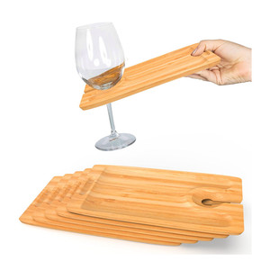 Portable En Plein Air Pique-Nique <span class=keywords><strong>Rectangulaire</strong></span> Bambou Alimentaire Plateau Cocktail Vin Apéritif Assiettes Avec Porte-<span class=keywords><strong>Verre</strong></span> - Product Image 1