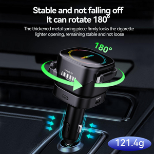 45W 可伸缩车载充电器 双 USB 端口 快速充电 安全锤 LED 环境照明 点烟器 手机 - Product Image 6