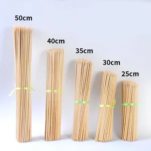 Brochetas de madera de bambú Natural baratas de 50cm al por mayor para barbacoa Kebab asar a la parrilla palos de 5mm para fiesta Camping barbacoa palo de maíz