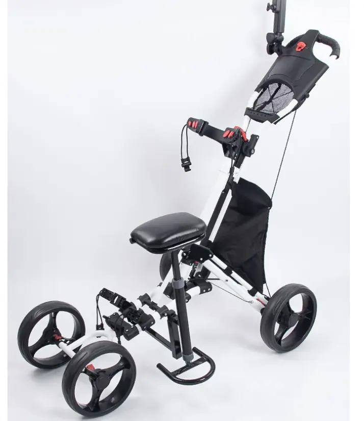 Golf itme çekme sepeti koltuk hafif katlanabilir 4 tekerlekli Golf arabası ayak fren