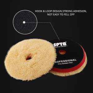 SPTA Tampone Lucidante in Lana da 3 a 6 Pollici T140 <span class=keywords><strong>Giallo</strong></span>, Tampone in Lana a Taglio Intenso per Rimozione Grana 1200 # /1500 #   Dischi Abrasivi per Rimozione di Graffi Profondi - Product Image 4