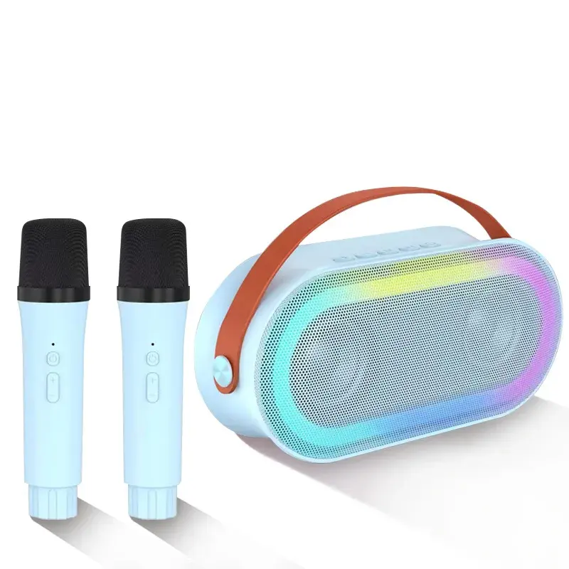 Speaker Bluetooth portabel, pengeras suara Bluetooth nirkabel dengan mikrofon rumah luar ruangan menyanyi karaoke