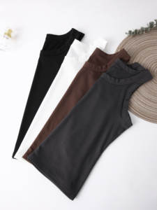 Gran oferta, Chaleco de punto acanalado elástico alto transpirable de verano, camisetas sin mangas de entrenamiento deportivas de cuello redondo de Color <span class=keywords><strong>s</strong></span>ólido para mujer - Product Image 6