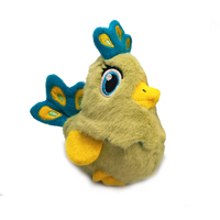 Jouet à mâcher couineur en peluche douce pour chien, série Oiseaux, motif Paon, design mignon