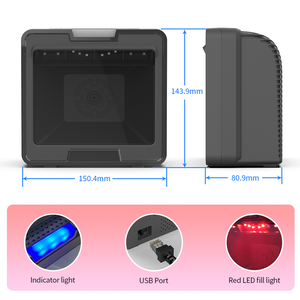 เครื่องสแกนบาร์โค้ดแบบตั้งโต๊ะ 2 มิติ พร้อมระบบตรวจจับอัตโนมัติ ช่องเสียบ USB อ่านโค้ด QR พร้อมแป้นพิมพ์เสมือนจริง สำหรับระบบขายปลีก POS และการชำระเงินในซูเปอร์มาร์เก็ต - Product Image 4