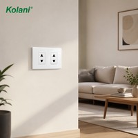 Enchufe de Corriente Modular Doble de 2 Orificios Kolani Tamaño 120, 16A 250V, Panel de PC Blanco con Obturador de Seguridad Infantil Antichoque