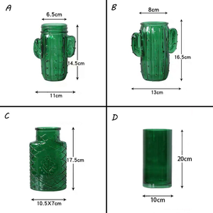 Eco-friendly personalizzato goffrato vetro verde alto <span class=keywords><strong>vaso</strong></span> pavimento trasparente per centrotavola e fiori Vintage <span class=keywords><strong>Cactus</strong></span> Design - Product Image 6