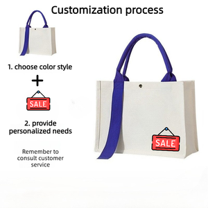 Sac fourre-tout en toile enduite 12 oz avec logo personnalisé, poignée en ruban, motif lettres structurées, 100 % coton, pour la vente en gros - Product Image 2