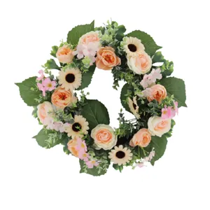 Simulation Artificial Green Rattan Rose Combination Floral Wedding Party Home Decoration Silk Flower Wreaths Supplies Wholesale