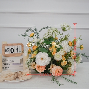 DKB Realistic Artificial Silk Flower Ball with Roses & Hydrangea White & Pink Customizable Sizes for Wedding <b>Table</b> Decorations - Product Image 2