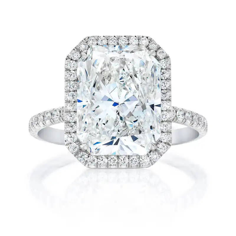 AAA Gems 14K 18K Gold Women Halo Engagement Ring Custom 7x10mm Diamond 3cts Radiant Cut VVS Moissanite Ring with GRA