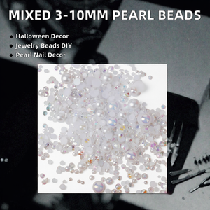 Meilleures perles demi-rondes en résine imitation perle et strass, tailles mixtes 3-10mm, pour artisanat, paillettes pour nail art et bijoux DIY - Product Image 2