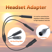 Adaptateur de micro Audio professionnel pour Airbus double prise femelle vers XLR mâle câble casque d'aviation avec sortie cc pour Ham Radio