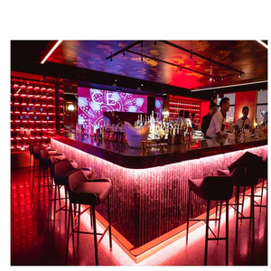 Meubles de <span class=keywords><strong>bar</strong></span> à vin en surface solide, <span class=keywords><strong>bar</strong></span> de nuit, restaurant, hôtel, table de <span class=keywords><strong>bar</strong></span> en forme de L sur mesure, <span class=keywords><strong>comptoir</strong></span> de <span class=keywords><strong>bar</strong></span> circulaire à LED - Product Image 2