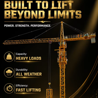 Grue à tour HS7030 de 12 tonnes avec flèche de 70 m, moteur et moment de levage de 2500 KN.m, hauteur maximale de 180 m