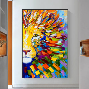 Mintura personnalisé grande toile Lion Animal <span class=keywords><strong>peinture</strong></span> à l'huile peinte à la main mur <span class=keywords><strong>Art</strong></span> affiche dessin animé pour chambre décor maison décorative - Product Image 4