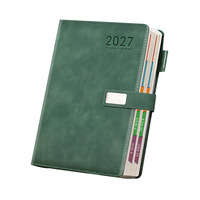 Nouveau carnet A5 en similicuir avec reliure cousue et fermeture à pression, organiseur quotidien, journal, coffret cadeau d'affaires personnalisable 2027