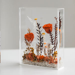 Transparent Crystal Acrylic Shadow Frame Preserved Forever Rose Flower Box Dried Flower Souvenir Graduate Day Gift Packaging Box