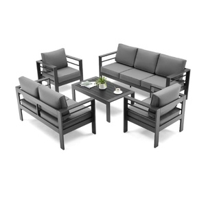 طقم كنب خارجي حديث من الألومنيوم الأكثر مبيعًا للمطاعم والفلل والحدائق وكراسي الطعام المصنوعة من حبال النسيج للمساحات الخارجية - Product Image 2