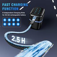 Piles AA avec boîte de charge pour la maison, batterie lithium AA rechargeable de 2400 mAh pour usage quotidien, prend en charge la charge de piles NiMH