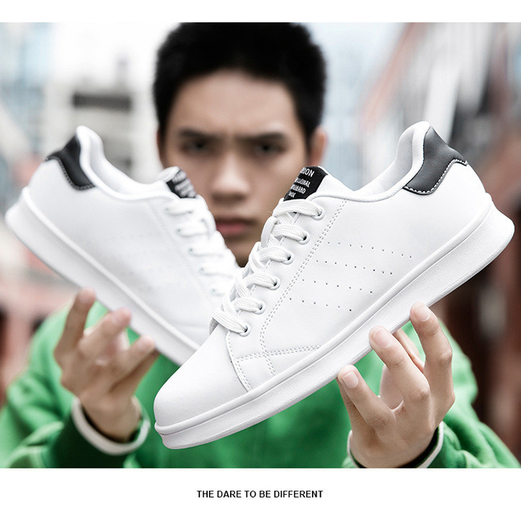 2021 Men Shoes Leather Comfortable Skateboard Shoes Breathable Casual Sneakers White Shoes