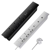 Multiprise encastrable de bureau avec chargeur USB, ports RJ45, options de prises UK/EU, hub d'alimentation pour bureau et domicile