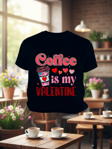 T-shirt grafica da donna Coffee Is My Valentine, manica corta, girocollo, design a cuore, tessuto morbido, casual, per la primavera e l'estate - Product Image 2
