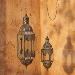 Lanterne suspendue marocaine en métaux délicats, métal et verre, style antique, lampe décorative pour Noël et la maison DL-061 - Product Image 2