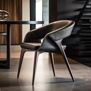 北欧豪华酒店家庭用餐实木椅子带PU皮座椅餐椅 - Product Image 2