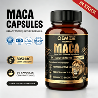 Capsules de Maca à Marque Blanche OEM 8050mg Force Maximale Soutien à la Vitalité Masculine Emballage Personnalisé avec Étiquette Bouteille 60 Comprimés