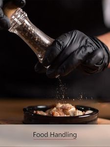 Gants en nitrile jetables imperméables de qualité supérieure, sans poudre, sans <span class=keywords><strong>latex</strong></span>, de couleur noire, pour la cuisine, 4 mils d'épaisseur - Product Image 4