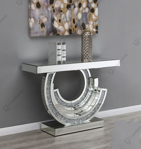 Table <span class=keywords><strong>console</strong></span> moderne de luxe <span class=keywords><strong>en</strong></span> diamant écrasé avec éclairage LED <span class=keywords><strong>en</strong></span> <span class=keywords><strong>verre</strong></span> et bois pour l'entrée, le salon ou la décoration d'un hôtel - Product Image 2