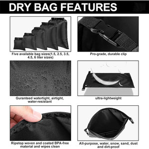 Sacs étanches pour canoë de 1,5 L, 2,5 L, 3,5 L, 4,5 L, 6 L, ensemble de sacs étanches pour kayak, rafting, navigation, randonnée, camping, randonnée à dos - Product Image 5