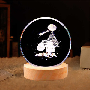 Bola <span class=keywords><strong>de</strong></span> <span class=keywords><strong>cristal</strong></span> transfronteriza <span class=keywords><strong>de</strong></span> Navidad con Papá Noel y renos, luz nocturna para dormitorio, decoración <span class=keywords><strong>de</strong></span> escritorio, regalo <span class=keywords><strong>de</strong></span> cumpleaños - Product Image 3
