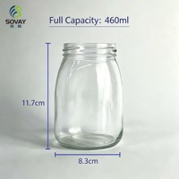 Stoples Kaca Bulat Kompak 400ml, Pot Transparan Mulut Lebar untuk Dapur, Penyimpanan Makanan Porsi Kecil