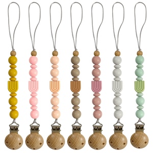 Chaîne de sucette en gros pour bébé, en silicone de qualité alimentaire, sans BPA, sans PVC, avec perles, support de sucette pour bébé facile à saisir - Product Image 6