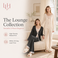 Ensemble de Loungewear Femme Personnalisé OEM en Gros, Teinture Réactive, Palette Chic Neutre, Doux et Respirant, Confort Maison Uniquement