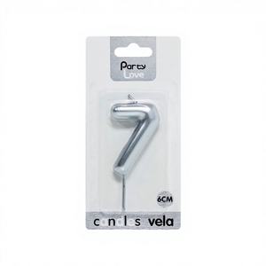 Vela Decorativa Plateada Hecha a Mano No.7, Barra de Cera de 6cm con Patrón de Corazón, China, para Fiestas, Cumpleaños, Pascua, Año Nuevo - Product Image 1