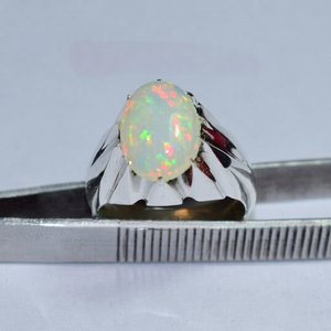 Fire <b>Opal</b> 925 Sterling <b>Silver</b> <b>Ring</b>, October Birthstone Jewelry Handmade Australian Iridescent Gemstone Design <b>Ring</b> for Women - Product Image 1