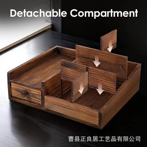 Wooden Perfume <b>Storage</b> Box Rectangle Open Top <b>With</b> Compartments Drawer Organizer For Bathroom <b>Dressing</b> <b>Table</b> - Product Image 4